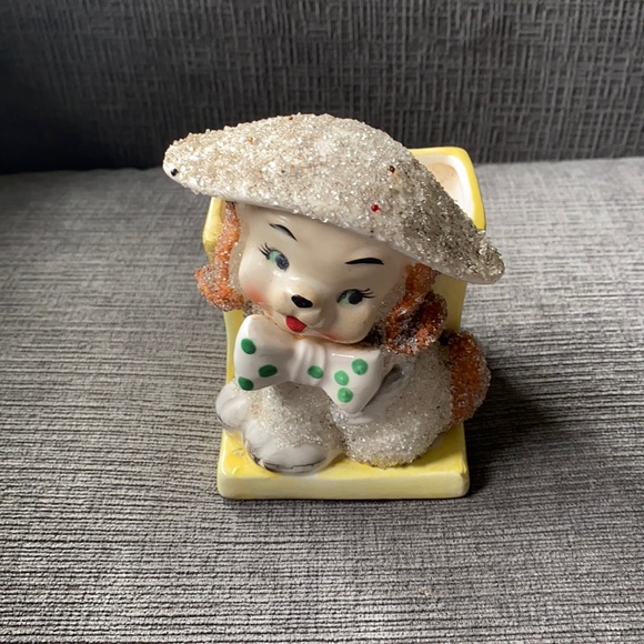 Vtg Grantcrest sugar coated small dog planter